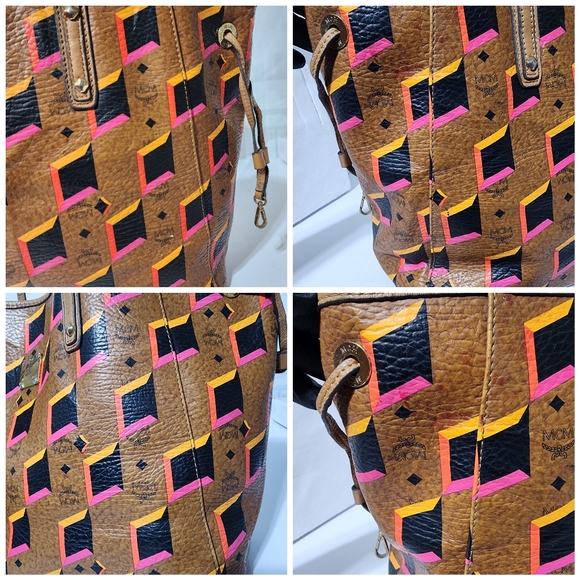 MCM Brown and Pink Geometric Tote - Picture 9 of 13